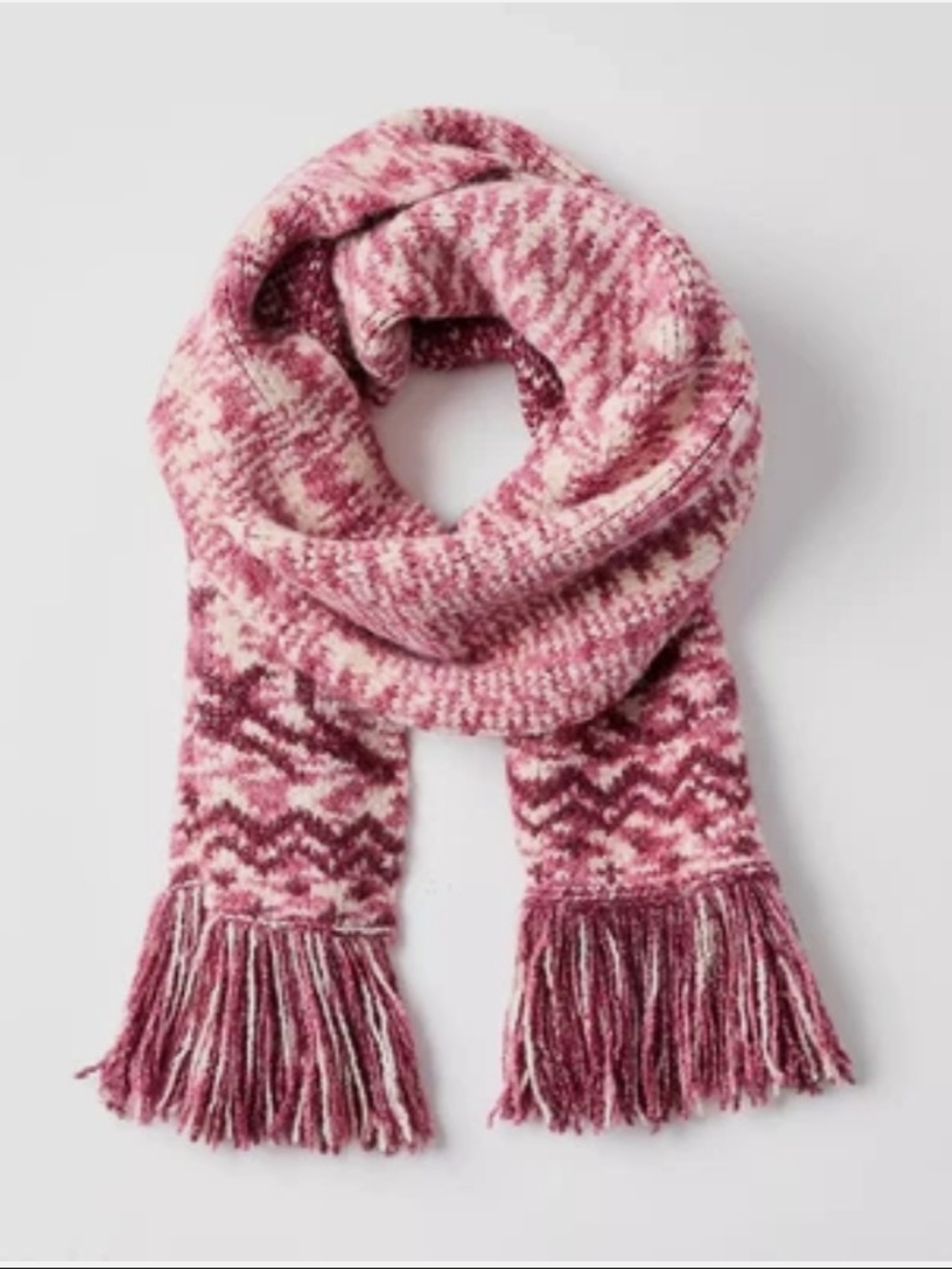 LOFT Pink Patterned Fringe Blanket Scarf